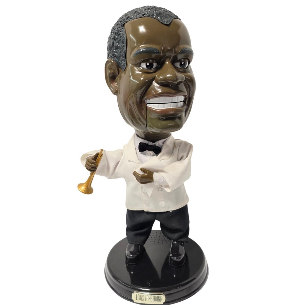 Louis Armstrong Gemmy Musical Bobblehead Jazz Legend Trumpet 2002 19 inches*